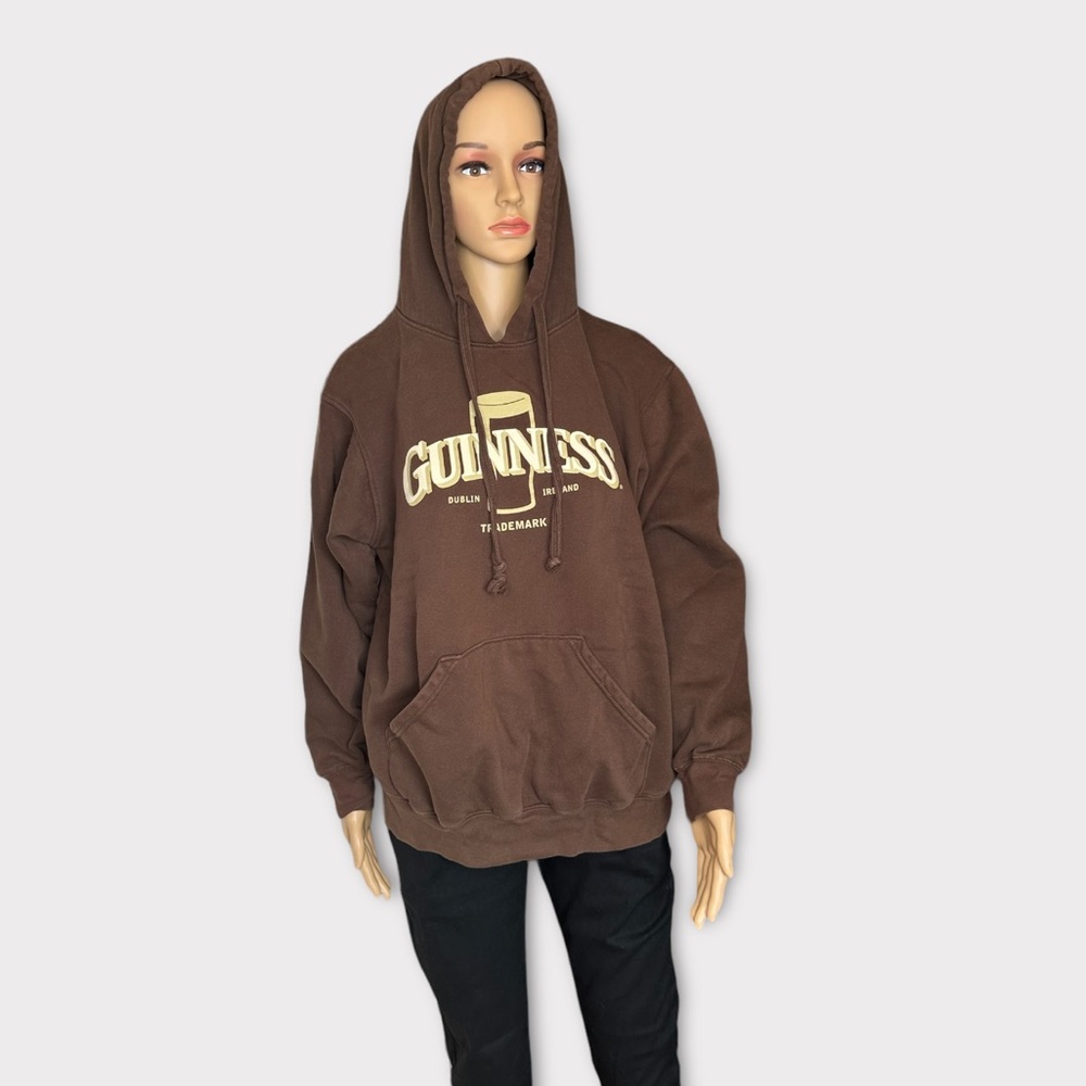 Guinness Logo Brown Ladies Hoodie. Size:L